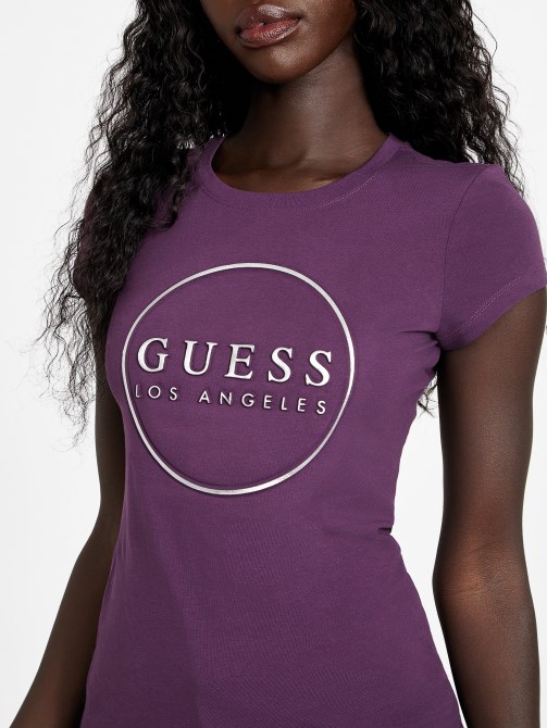 Guess العنب النبيذ شعار جيجي تي شيرت