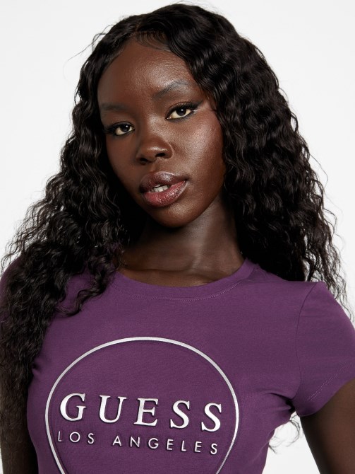 Guess العنب النبيذ شعار جيجي تي شيرت