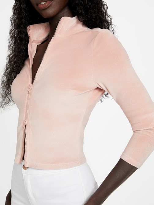 Rose Bliss Guess Eco Abia Velor Zip Jacket