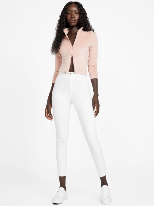 Rose Bliss Guess Eco Abia Velor Zip Jacket