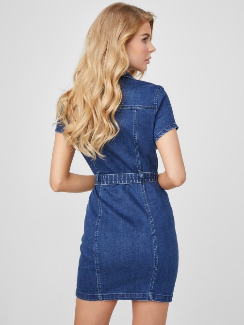 Valari فستان جينز بحزام متوسط ​​غسل Guess