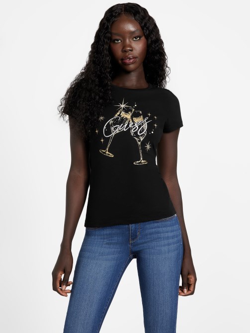 Guess Saluti Tee أسود نفاث