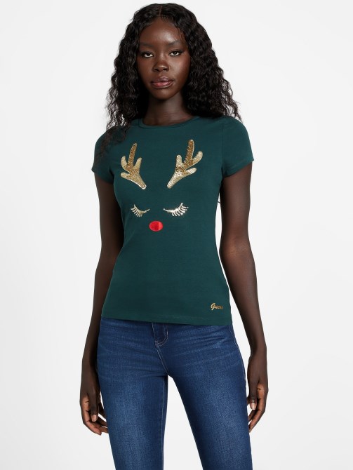 Eco Vixen Tee Dark Jade Guess تخمين