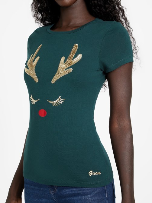 Eco Vixen Tee Dark Jade Guess تخمين