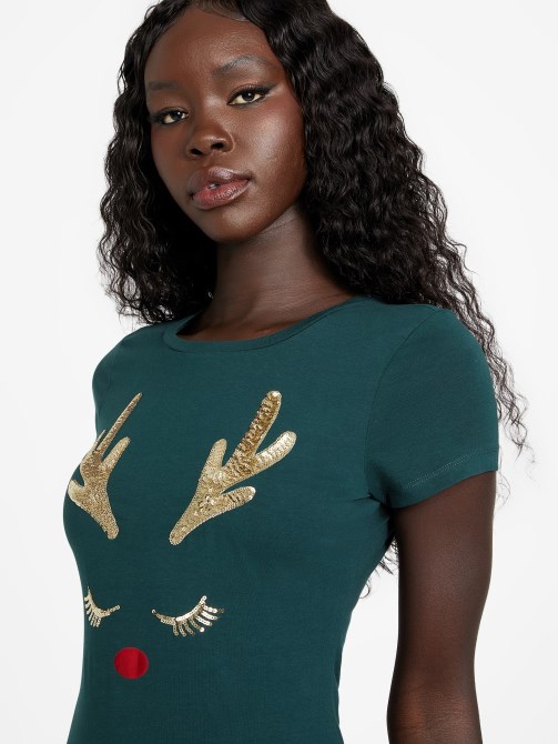 Eco Vixen Tee Dark Jade Guess تخمين
