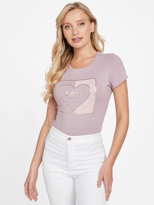 Guess Eco Lourdes Logo Tee Vanda Orchid