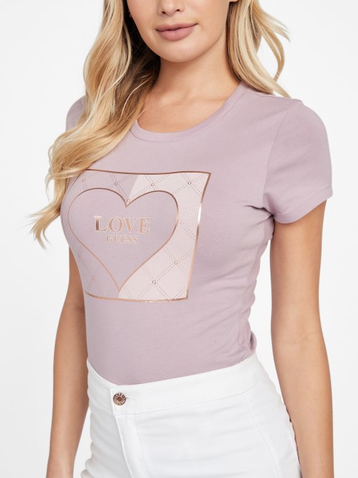 Guess Eco Lourdes Logo Tee Vanda Orchid