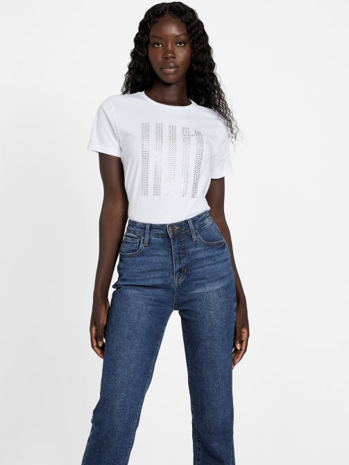 Guess Eco Felix Bling Tee أبيض نقي