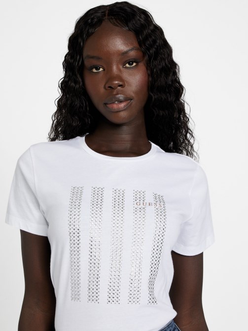 Guess Eco Felix Bling Tee أبيض نقي
