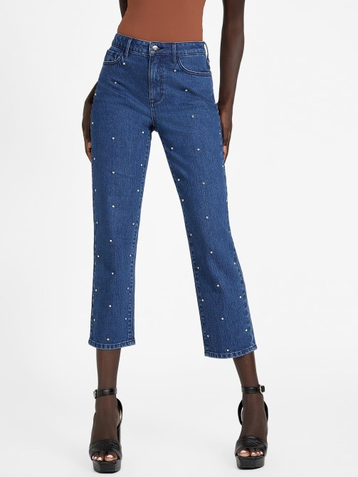 Amie Straight Bling Jeans تخمين غسل غامق