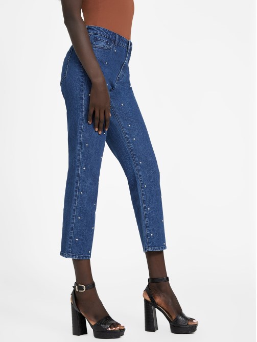 Amie Straight Bling Jeans تخمين غسل غامق