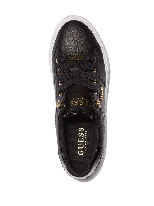 Guess Black 1 انظر إلى حذاء رياضي برقبة منخفضة من الجلد الصناعي