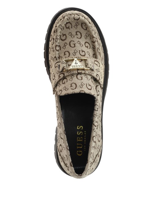 Guess At Last Logo حذاء بدون كعب منصة مكتنزة Lt بني
