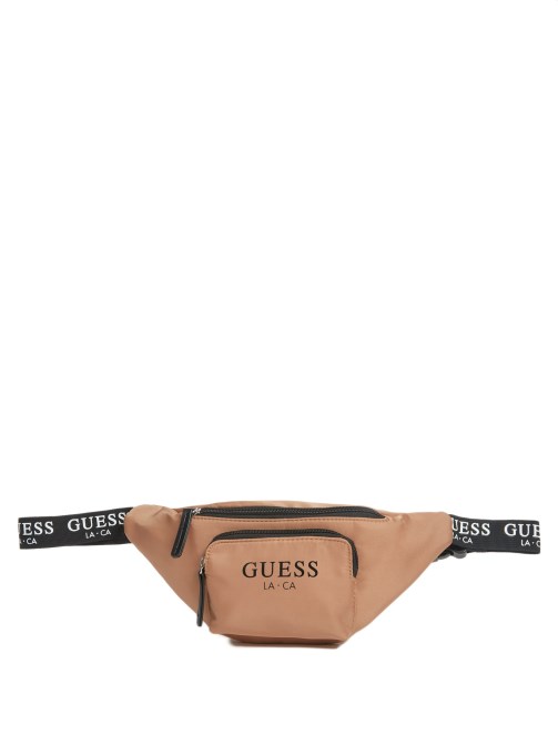 Guess Logo Tape Fanny Pack Tan