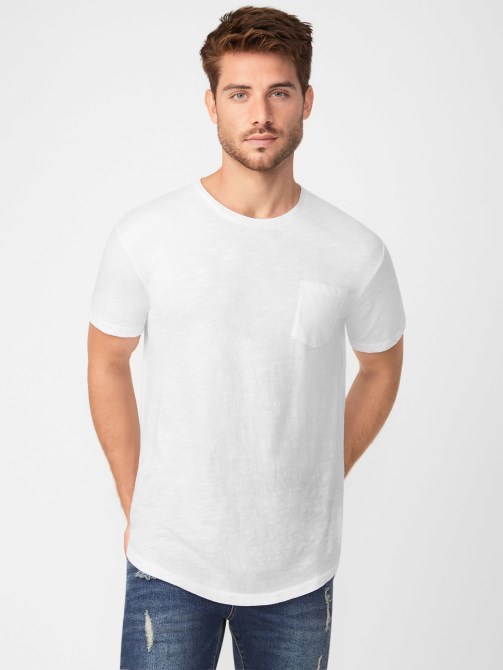 أبيض نقي Guess Vantor Longline Tee