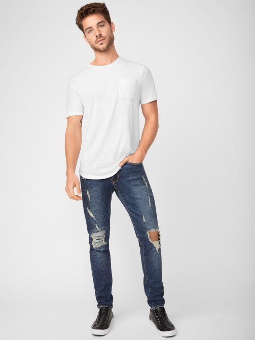 أبيض نقي Guess Vantor Longline Tee