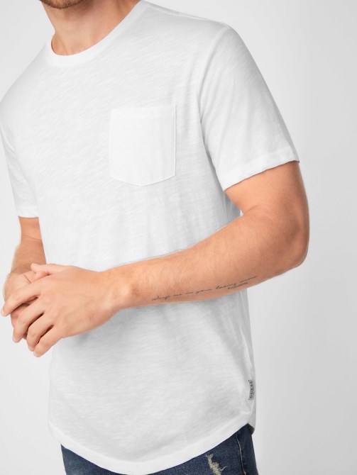 أبيض نقي Guess Vantor Longline Tee