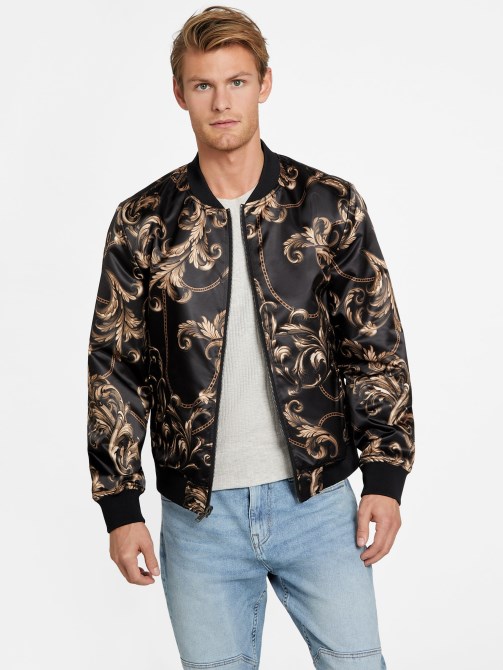 سترة طيران ذات وجهين باللون الأسود من Guess Evo