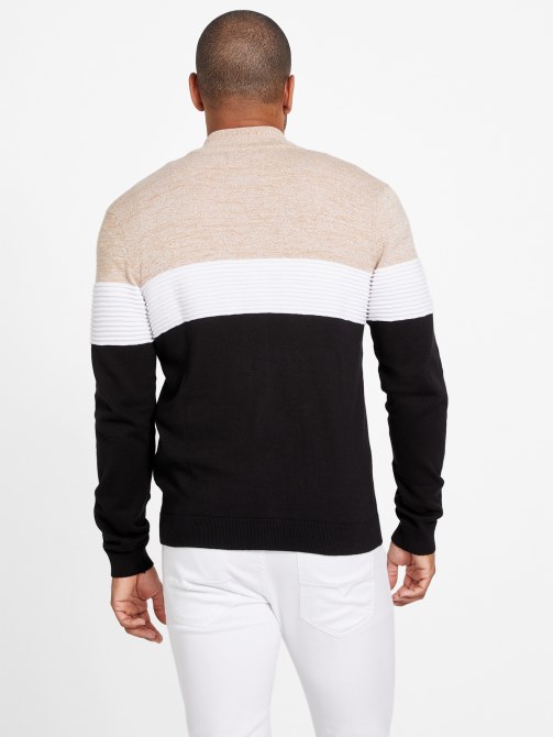 Eco Luke Zip-up Mock Sweater Toasted Taupe Multi Guess