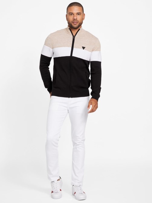Eco Luke Zip-up Mock Sweater Toasted Taupe Multi Guess