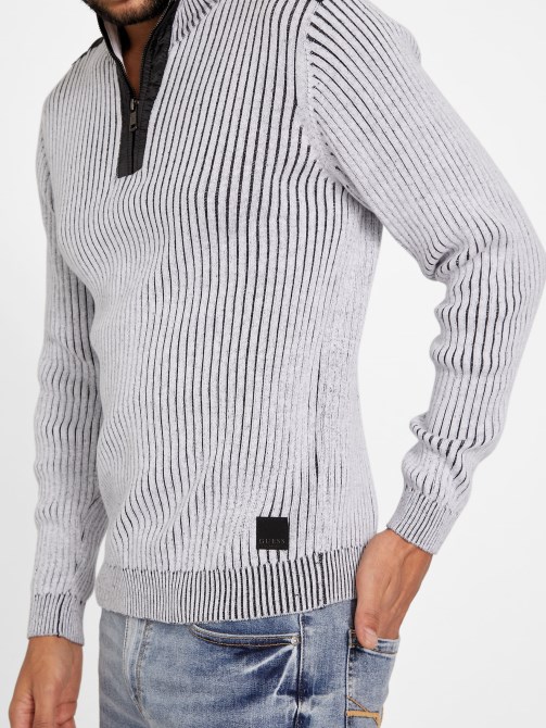 أبيض نقي Eco Khan Mock Zip Neck Sweater Guess