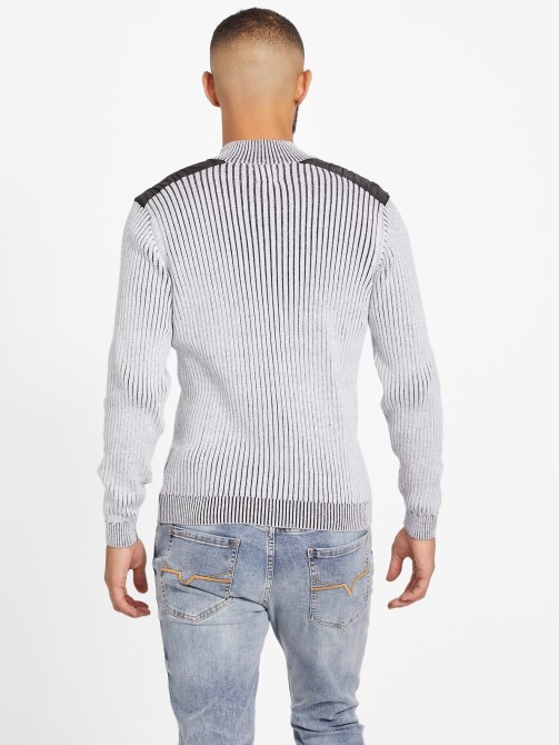 أبيض نقي Eco Khan Mock Zip Neck Sweater Guess