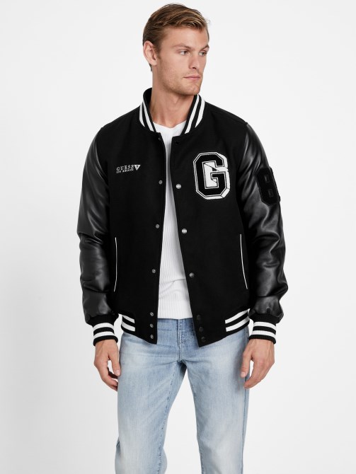 سترة اسكواش اللبلاب مقنعين Guess أسود جيت