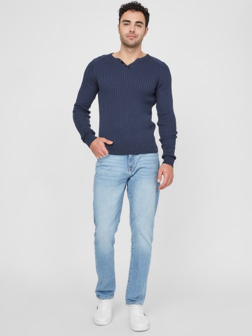 الحرير الأزرق تخمين Sean Slit Sweater Tee