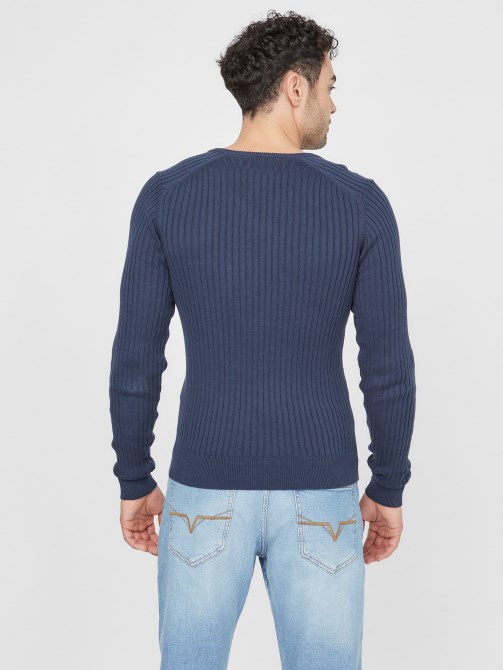 الحرير الأزرق تخمين Sean Slit Sweater Tee