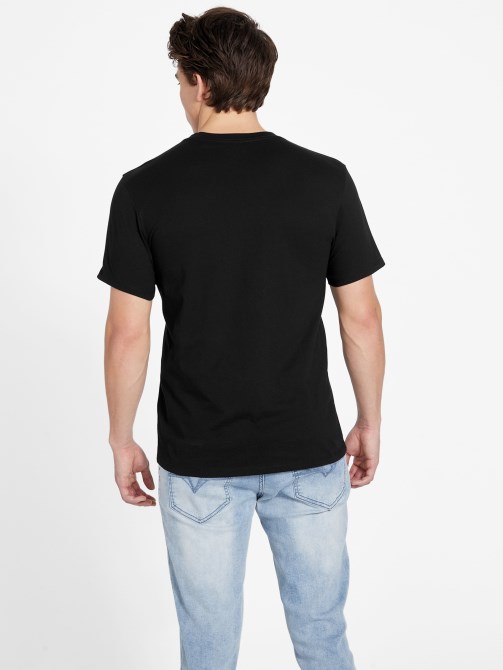 تي شيرت Guess Jet Black Eco Klipped Crewneck