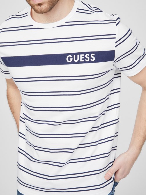 Guess Peter مخطط المحملة بيضاء نقية