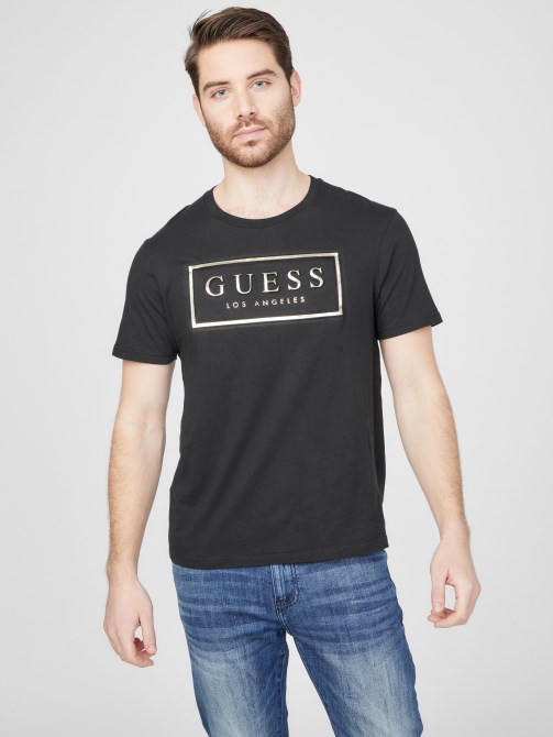 كولت منقوش شعار تي شيرت أسود جيت Guess
