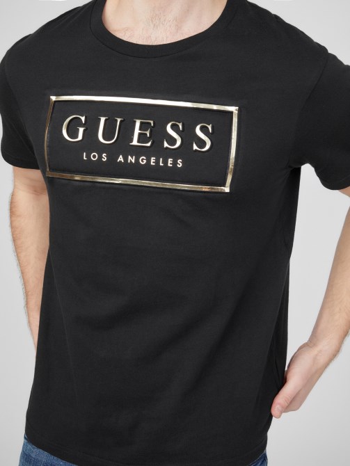 كولت منقوش شعار تي شيرت أسود جيت Guess
