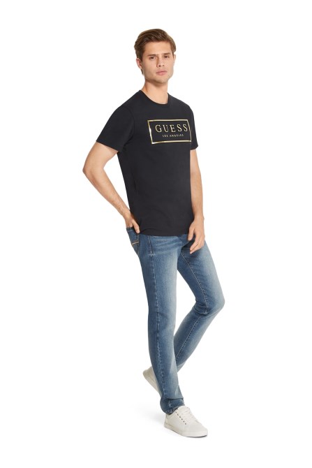 كولت منقوش شعار تي شيرت أسود جيت Guess