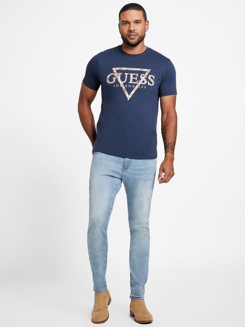 Eco Rinker Logo Tee Guess الحرير الأزرق
