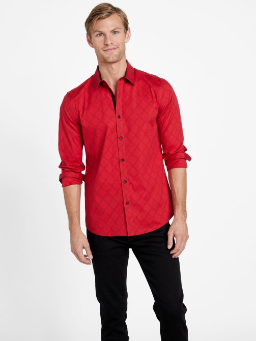 اسكواش أحمر قميص هندسي Guess Lancel