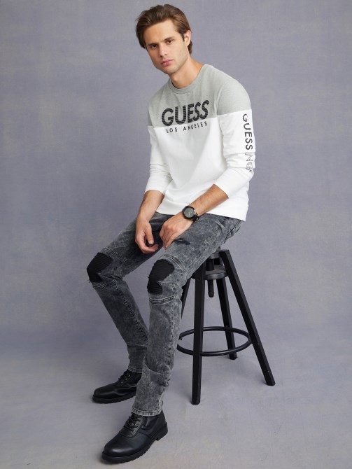 أسود دمر بنطلون جينز صامويل موتو الضيق من Guess Eco