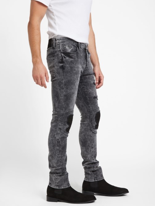 أسود دمر بنطلون جينز صامويل موتو الضيق من Guess Eco