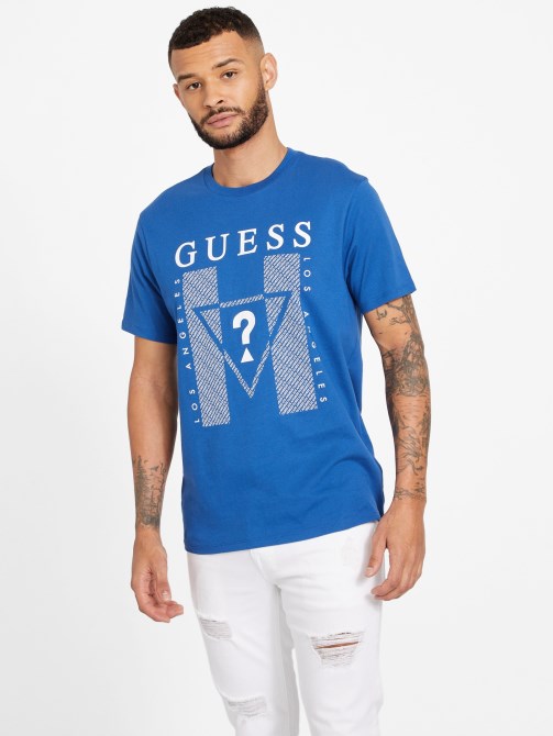 Kwes Logo Crewneck Tee Blue Maya Guess