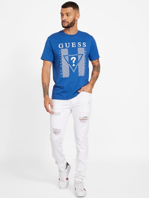 Kwes Logo Crewneck Tee Blue Maya Guess