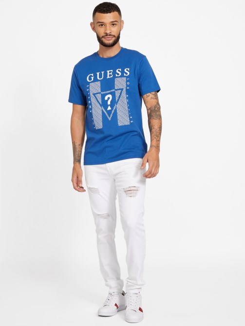 Kwes Logo Crewneck Tee Blue Maya Guess