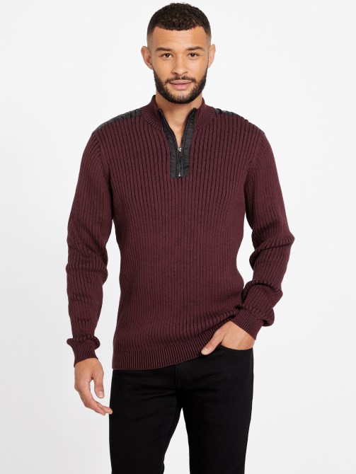 Guess Turquiose / Multi Eco Khan Mock Neck Zip Sweater