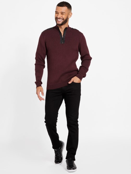 Guess Turquiose / Multi Eco Khan Mock Neck Zip Sweater