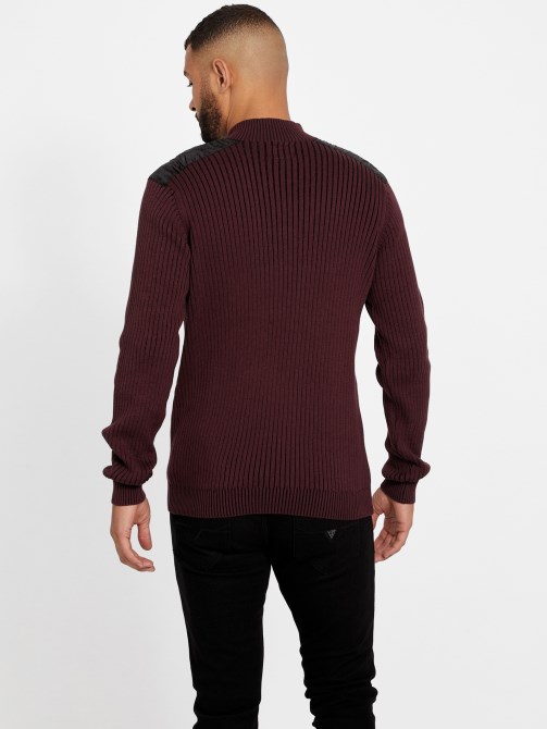 Guess Turquiose / Multi Eco Khan Mock Neck Zip Sweater