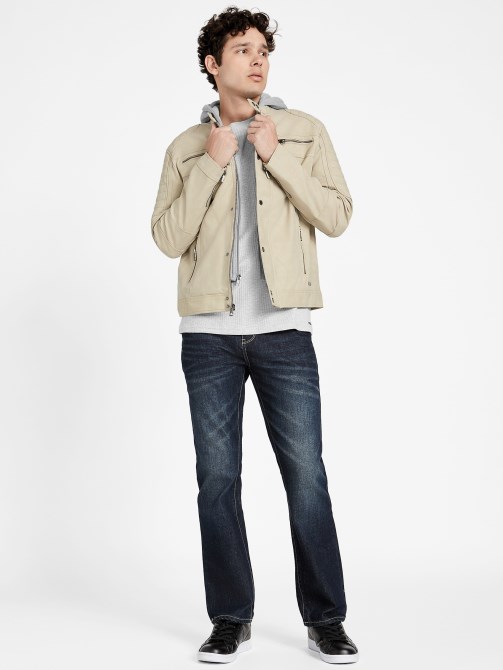 جاكيت موتو بريستون أبيض عتيق Guess