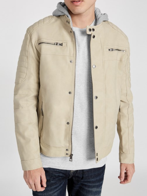 جاكيت موتو بريستون أبيض عتيق Guess