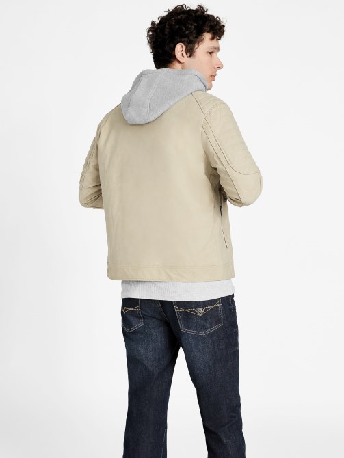 جاكيت موتو بريستون أبيض عتيق Guess