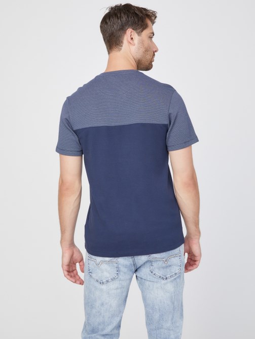 Adrian Color-block Slit Tee الحرير الأزرق Guess