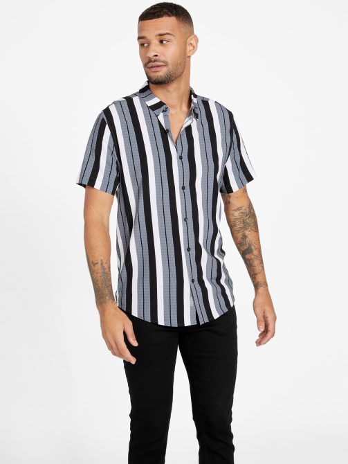 قميص مخطط ناريا من Guess باللون الأسود