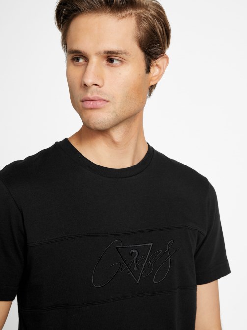 جت أسود جت شعار Crewneck تي شيرت